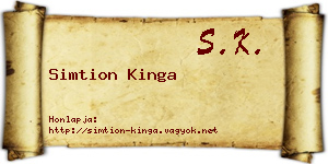 Simtion Kinga névjegykártya