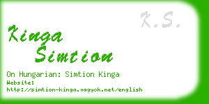 kinga simtion business card